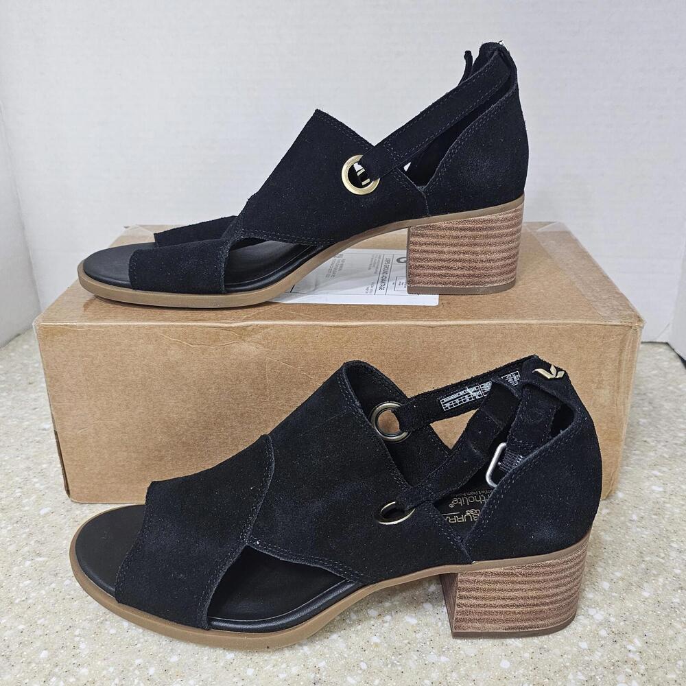 Koolaburra UGG Kaiah Black Ortholite Block Heel Open Toe Sandals Women's Size 9